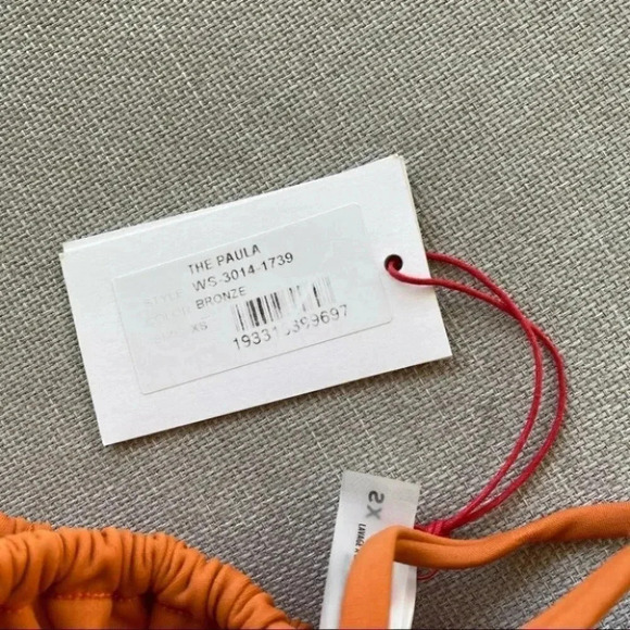 NWT Free People Solid & Striped The Paula One Piece Swimsuit Strapless Orange XS - Picture 15 of 15